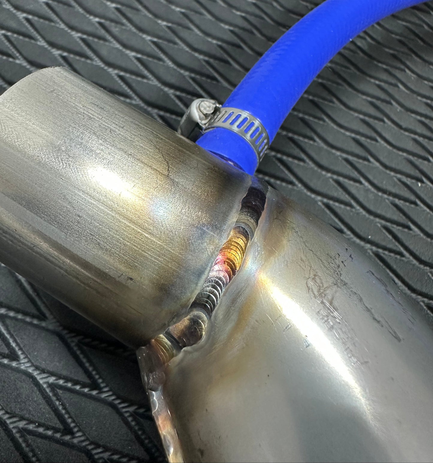 PJS Kawasaki 550 Gen 3 Half Pipe Exhaust system  Stinger with Blue waterline
